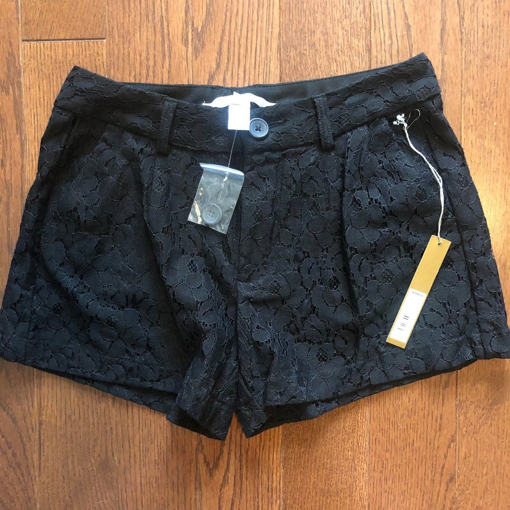 LC Laura Conrad Black Lace Shorts, Size 0 NWT